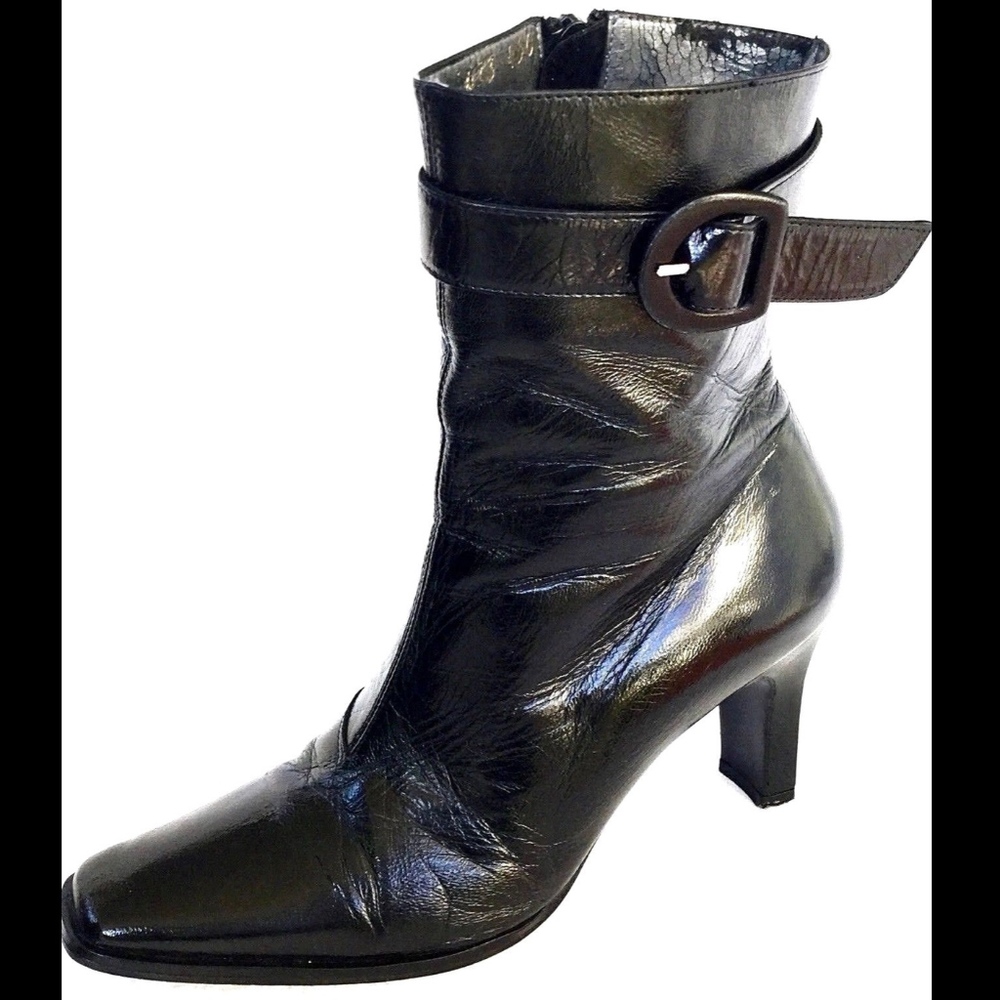 LANVIN Paris Black Leather Boots Sz 5.5/6 …